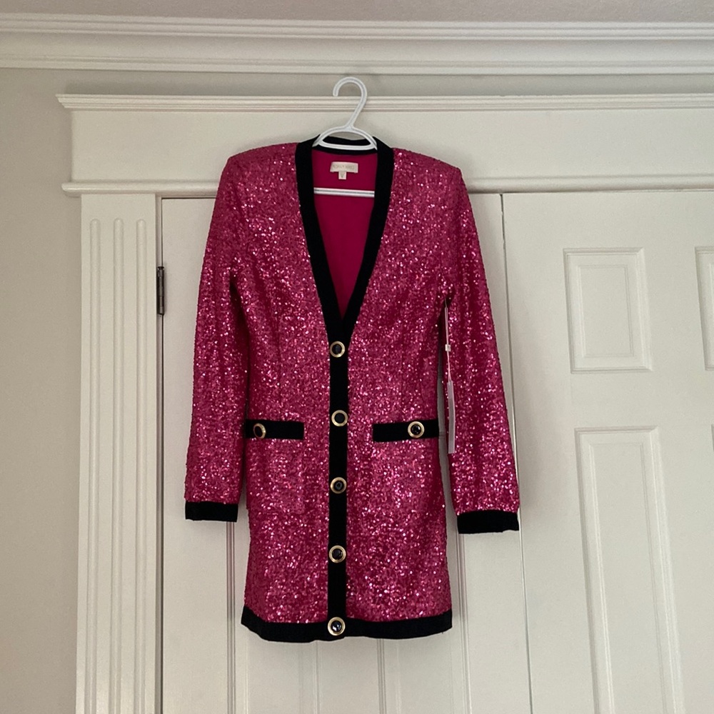 Ronny Kobo Collection vintage inspired shoulder padded mini dress. Size Small.